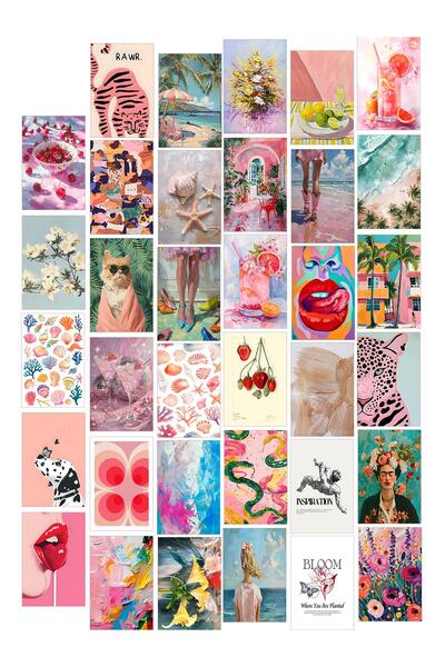 Postifull Poster Seti - Karışık Kolaj Poster Seti - 35 Adet Çerçevesiz Poster 10*15cm - Yapışkan Hediyeli