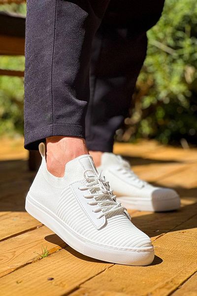 BZ Moda B110 BT Lace-Up Orthopedic Sole Knitwear Ανδρικά αθλητικά παπούτσια Λευκά