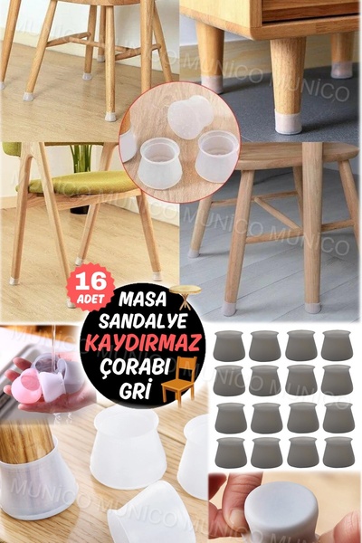 Munico 16 Adet Sandalye Ayakları Silikon Mobilya Masa Sandalye Bacak Kılıflar...