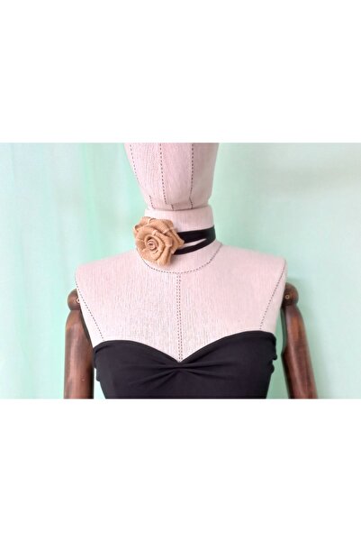 es moda shop Rosalinda - Ροζ Γιακά Λαιμού με Ύφασμα Γιούτας Χειροποίητο
