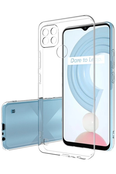 Fibaks Realme C21Y - C25Y Kılıf Kamera Korumalı Renksiz Şeffaf Esnek Silikon ...