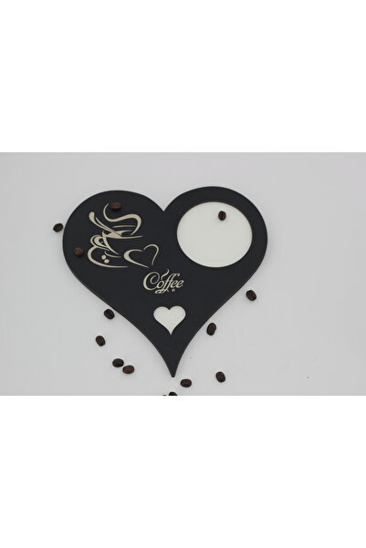 şamaksesuar زينة القهوة الخشبية على شكل قلب وكتابة القهوة الزخرفية (أسود وأبي...