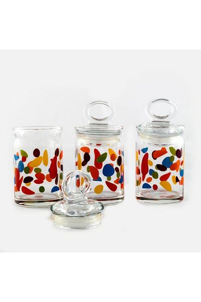 Paşabahçe 240cc Patterned Glass Jar Set of 3