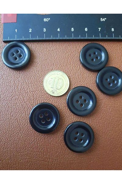 Beyna 2 cm Black Polyester Button - 1 Pack of 10 Pieces