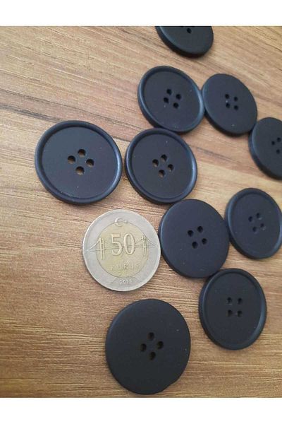 Beyna 2.5 cm Black Polyester Button - 1 Pack of 10 Pieces