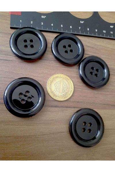 Beyna Italian Black Polyester Button 3.5 cm 1 Pack 7 Pieces