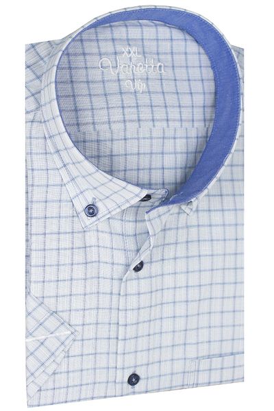 Varetta Men's Blue Plus Size Short Sleeve Lapel Button Cotton Shirt
