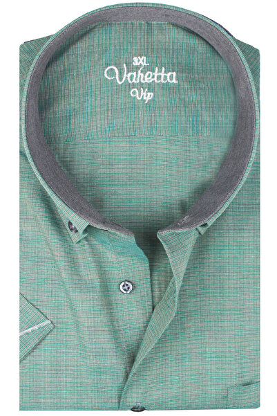 Varetta Men's Green Plus Size Short Sleeve Summer Pocket Cotton Shirt