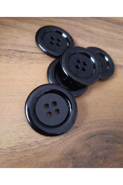 Beyna 4.5 cm Black Polyester Button - 1 Pack of 5 Pieces
