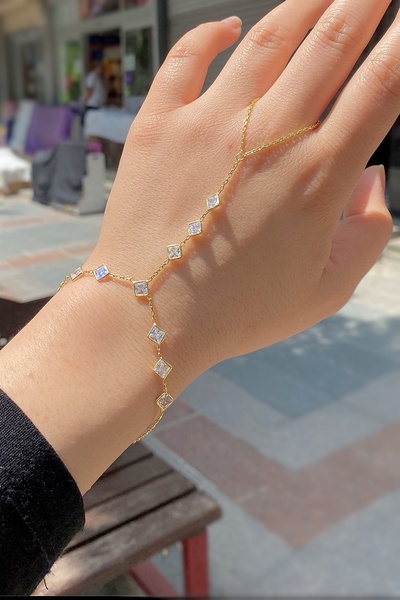 Erer Gümüş Gümüş kare taşlı şahmeran bileklik cm225e366
