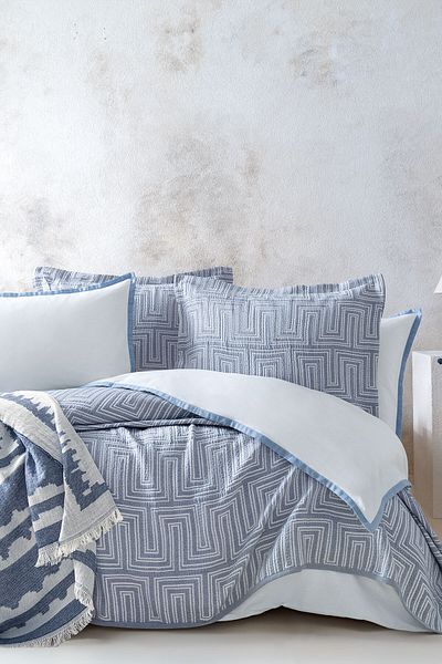 Yataş Harlow Double Fall Winter 8-Piece Dowry Set - Indigo