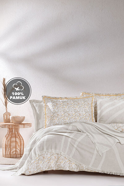 Yataş Lenzy Çift Kişilik Yatak Örtülü Nevresim Takımı / Çeyiz Seti - Bej