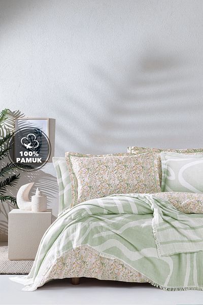 Yataş Lenzy Double Duvet Cover Set / Dowry Set - Sage