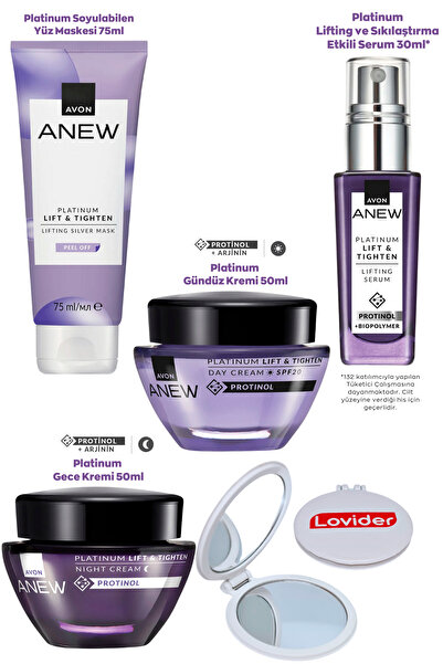 AVON Anew Platinum Set; Gündüz + Gece Kremi 55+ Yaş + Yüz Serumu + Soyulabile...