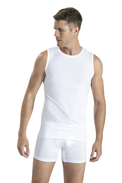 Men's 4-Pack Zero Neck Zero Sleeve Crew Neck Cotton Undershirt
