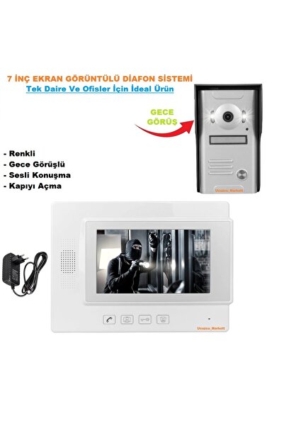 Kalite Görüntülü Diafon Sistemi  7 Inç Ekran Tek Daire ve Ofisler İçin(Renkli...