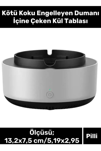 Carlburn Özel Tasarım Şık Dekoratif Yıkanabilir Pilli Kötü Koku Engelleyen Dumanı İçine Çeken Kül Tablası