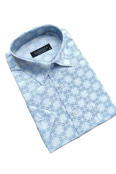 GAREZZA Men's Classic Cut Shirt - Digital Print, Pocket, Short Sleeve