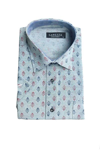 GAREZZA Мъжка риза с класическа кройка - дигитален печат, джоб, къс ръкав