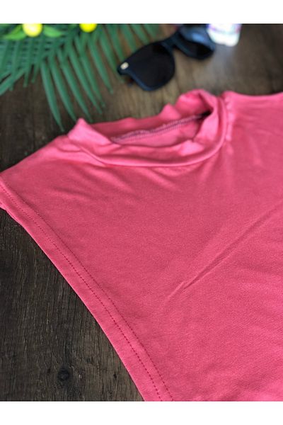 mirach Μαλακό φρέσκο ύφασμα Pomegranate Color - Stand Collar Αμάνικο Crop Top |   Εσώρουχα Hijab