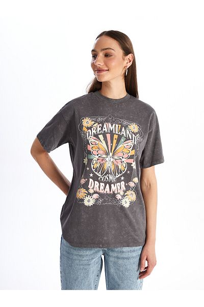 LC Waikiki Women's Tunic - Crew Neck, Printed, Short Sleeve
