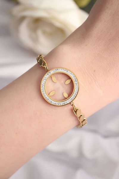 Lisinya Lisinya943 316L Steel Gold Color Barley Chain Quarter Wearable Women's Bracelet