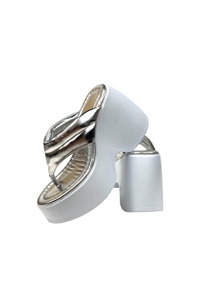bescobel Papuci de damă Jerma Silver Flip Flops cu platformă înaltă 10 Cm