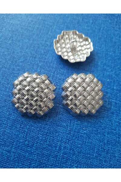 Beyna 1.5 CM Silver Coated Metal Button - Braid Model, 1 Pack 6 Pieces