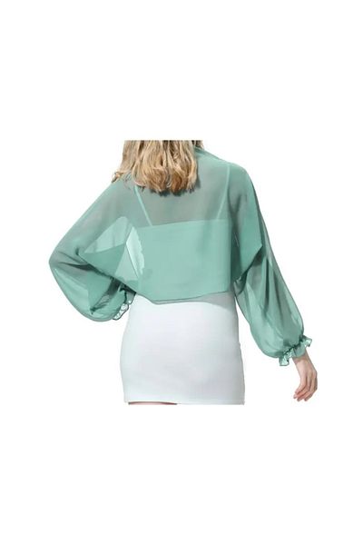 es moda shop Water Green Moni Chiffon Fabric Frilly Shawl