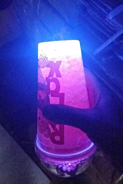 Deco Elit Double Layer Mica Water Bottle with Led Light and Drinking Straw - Party 2092 Yşl