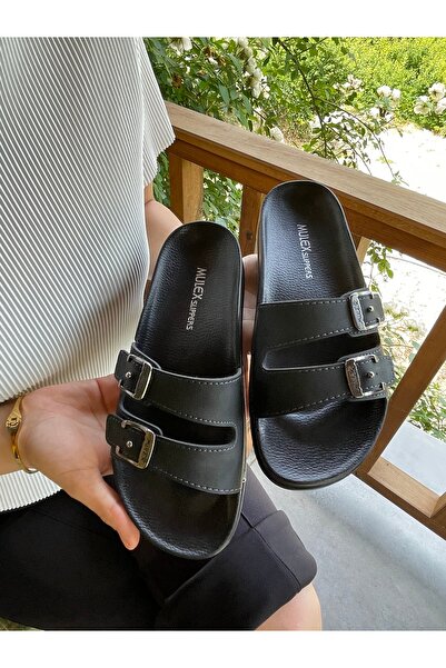 Hızlı Al Izuzetno udoban dvostruki Sa kopčom Mekan đon paket dnevni crni Papuče