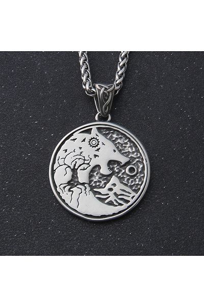 Viking 316L Scandinavian Motif Wolf Symbol Locket Necklace