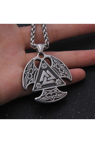 Viking 316L Steel Necklace - Nordic Valknut Symbol Warrior