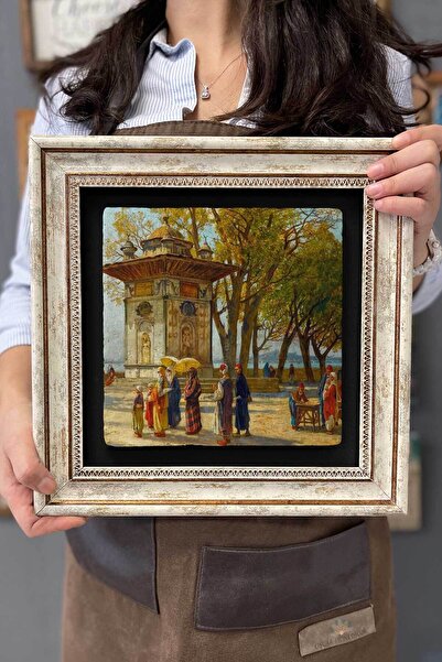 FİNS STONE DECOR Çerçeveli Tablo Taş Duvar Dekoru 30 X 30 Cm Eski Istanbul Çeşmesi