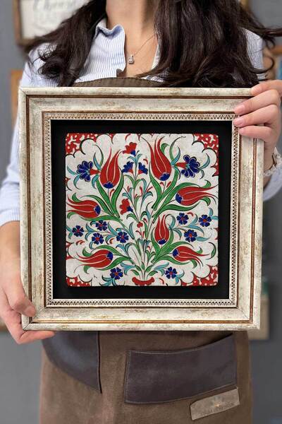 FİNS STONE DECOR Çerçeveli Tablo Taş Duvar Dekoru 30 X 30 Cm Seramik Çini Tas...