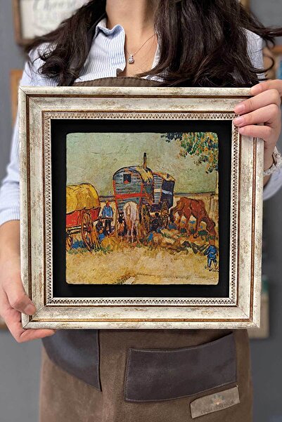 FİNS STONE DECOR Çerçeveli Tablo Taş Duvar Dekoru 30 X 30 Cm Van Gogh Tablosu
