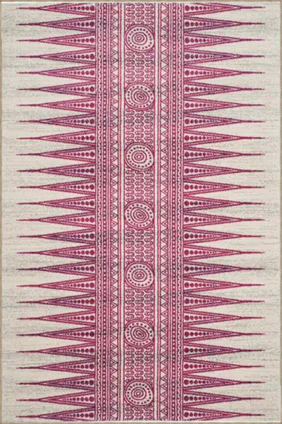 Rugs Modern Halı سجادة قابلة للغسل بقاعدة منسوجة هندسية مخططة باللون الوردي m...