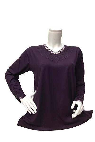 Nacar Anne I Yeni Sezon Taşlı Penye Bluz