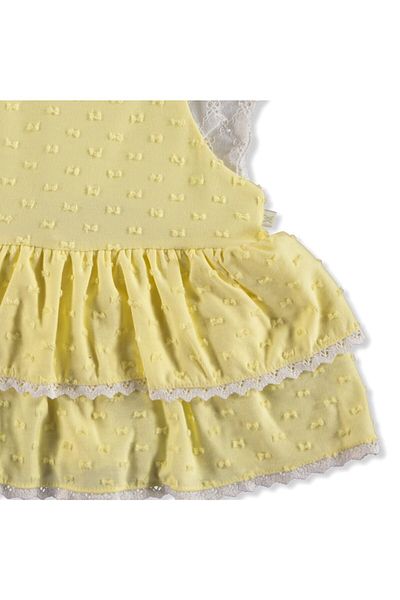 Mymio Yellow Bow Short Sleeve Salopet - Baby Girl Set of 2