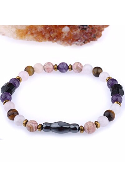 OSMANLI DOĞAL TAŞ Doğal Taş Bileklik 6mm - Turmalin-ametist-rodokrozit-hemati...