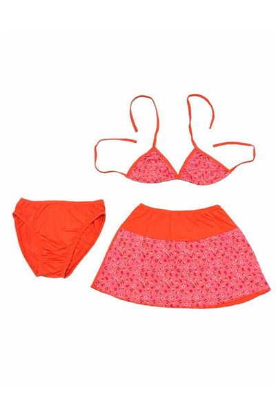 AY-MAY'S Girl's Orange Lycra Skirted Bikini Set