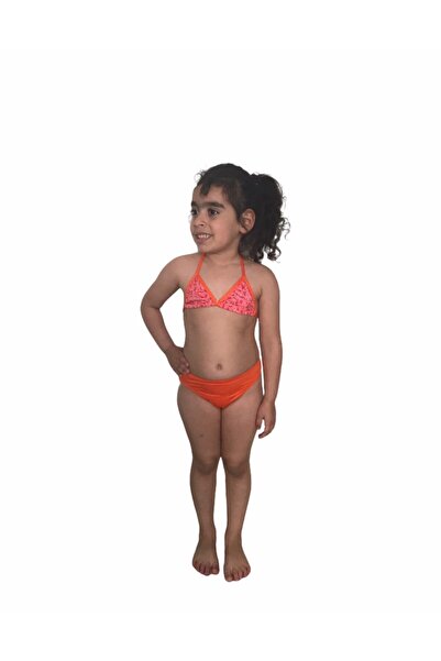 AY-MAY'S Girl's Orange Lycra Skirted Bikini Set