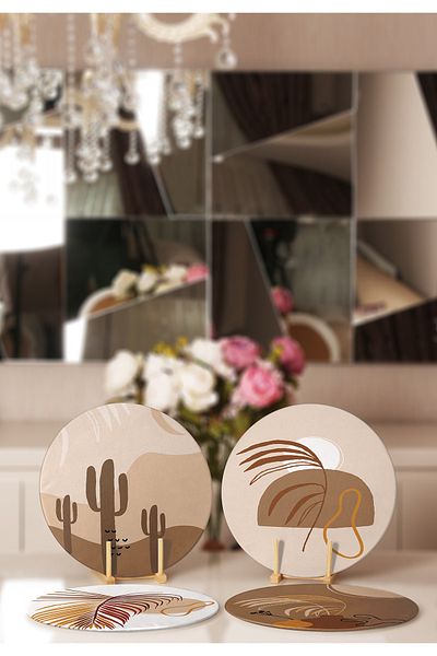 Realhomes 4-Piece Brown Onedraw Drawing Placemat and Supla