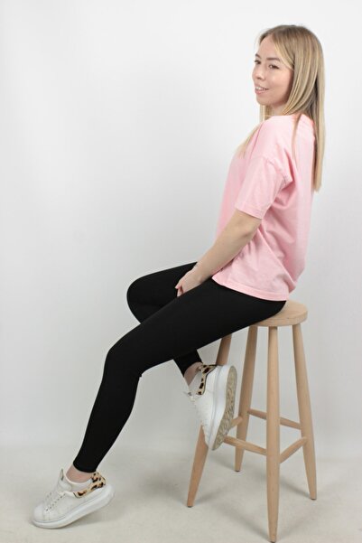 Dilvin 3683 تيشيرت أساسي-وردي/وردي