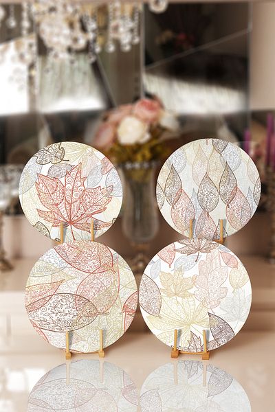 Realhomes Set of 4 Colorful Autumn Leaves Motif Placemat and Supla