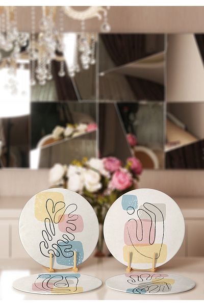 Realhomes Set of 4 Abstract Colored Bohemian Drawings Placemat & Supla