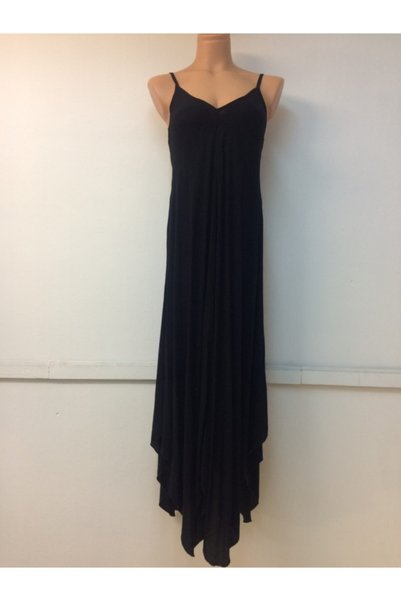 Sosyete Kaplumbağa Cotton Belmando Viscose Fabric Bloomer Cutout Asymmetrical Rope Strap Long Dress