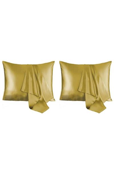 pistore غطاء وسادة من الساتان الحريري باللون الأخضر الزيتوني 50 × 70 2 قطعة