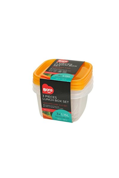 Bora Plastik Storage Container Square Set of 3 1.15 Liters - Bo532