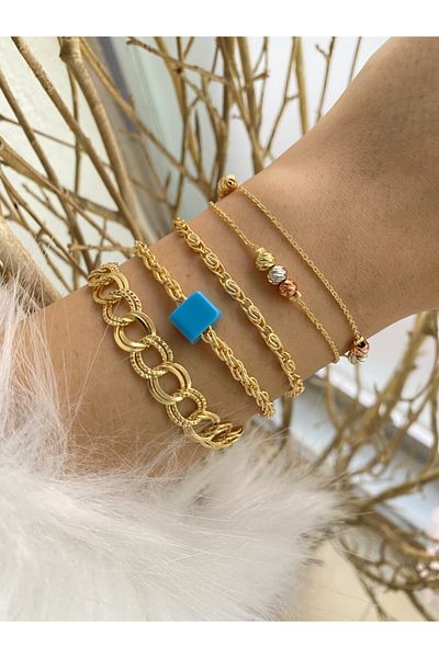 Jenny Daphne Women's Gold Plated Color Resistant 4-Piece Combination Bracelet Set Boxed Gift Packaged